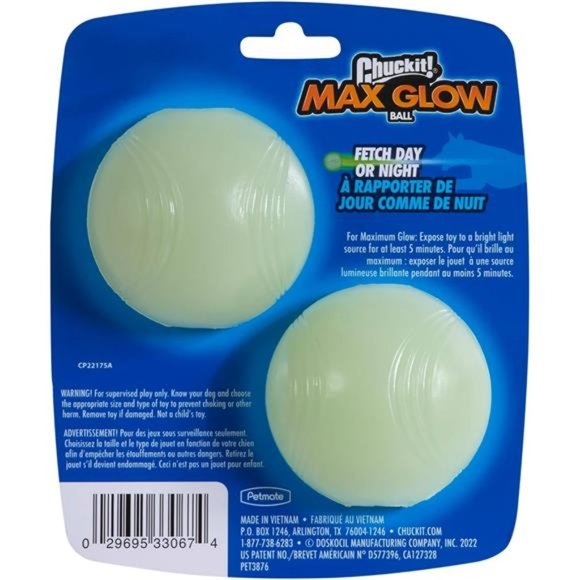 Max Glow Ball Dog Toy, Medium (2.5 Inch Diameter) for Dogs 20-60 Lbs, Pack Of 2 - Picture 3 of 7